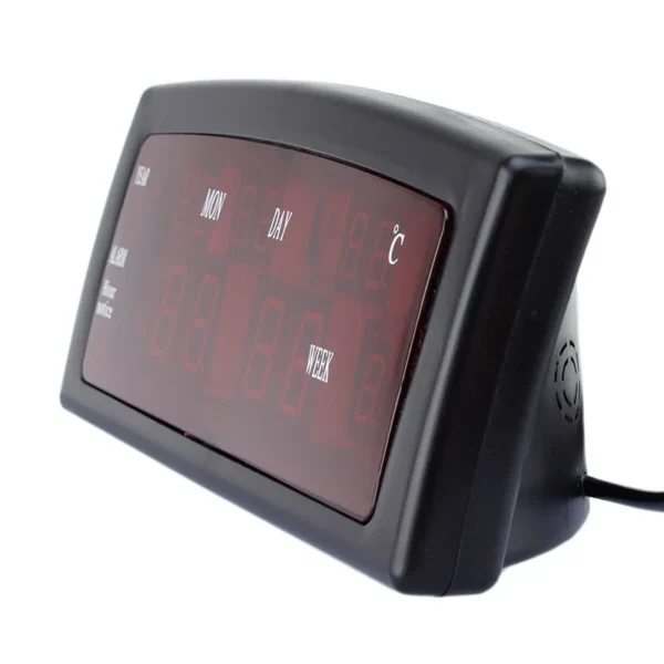 Ceas birou afisaj led rosu, calendar, alarma, format am/pm, caixing - imagine 2