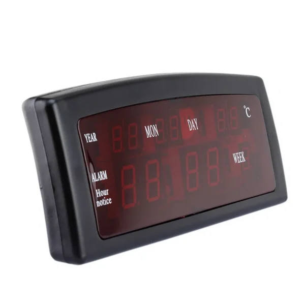 Ceas birou afisaj led rosu, calendar, alarma, format am/pm, caixing - imagine 3