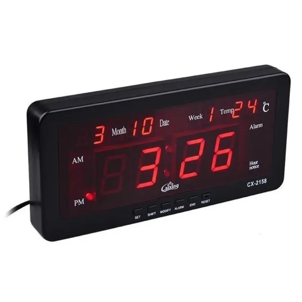 Ceas digital led rosu, afisaj 12h, calendar si temperatura, caixing - imagine 2
