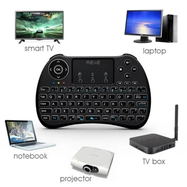 Mini tastatura iluminata, wireless cu touchpad, reiie h9+ - imagine 1