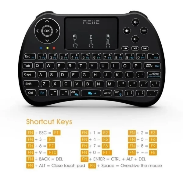 Mini tastatura iluminata, wireless cu touchpad, reiie h9+ - imagine 7