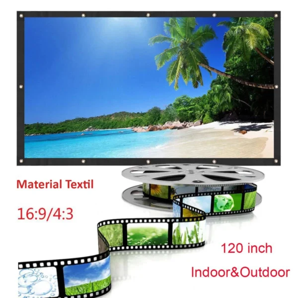Ecran de proiectie 120 inch 16:9 textil, manual, portabil, fixare perete - imagine 4