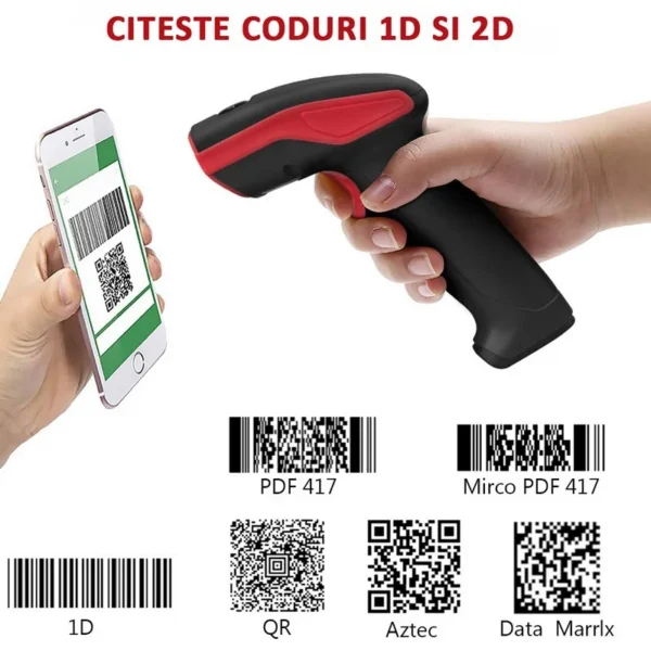 Cititor coduri de bare 2d wireless, raza 400 m, usb, suport andocare, bp - imagine 2