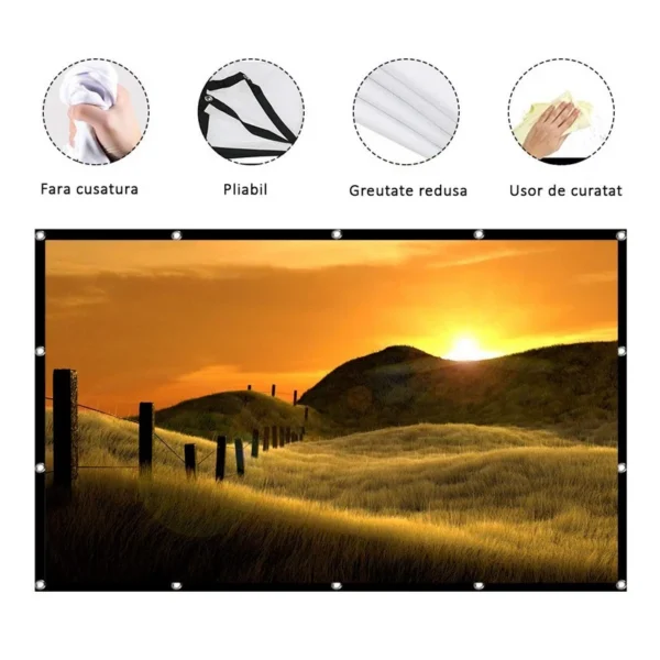 Ecran de proiectie 120 inch 16:9 textil, manual, portabil, fixare perete - imagine 7