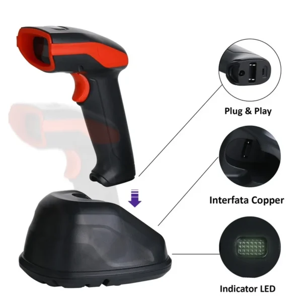 Cititor coduri de bare 2d wireless, raza 400 m, usb, suport andocare, bp - imagine 10