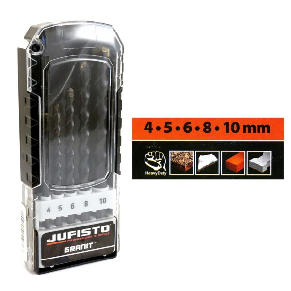 Set 5 burghie pentru granit, 4-10 mm, Jufisto - imagine 3