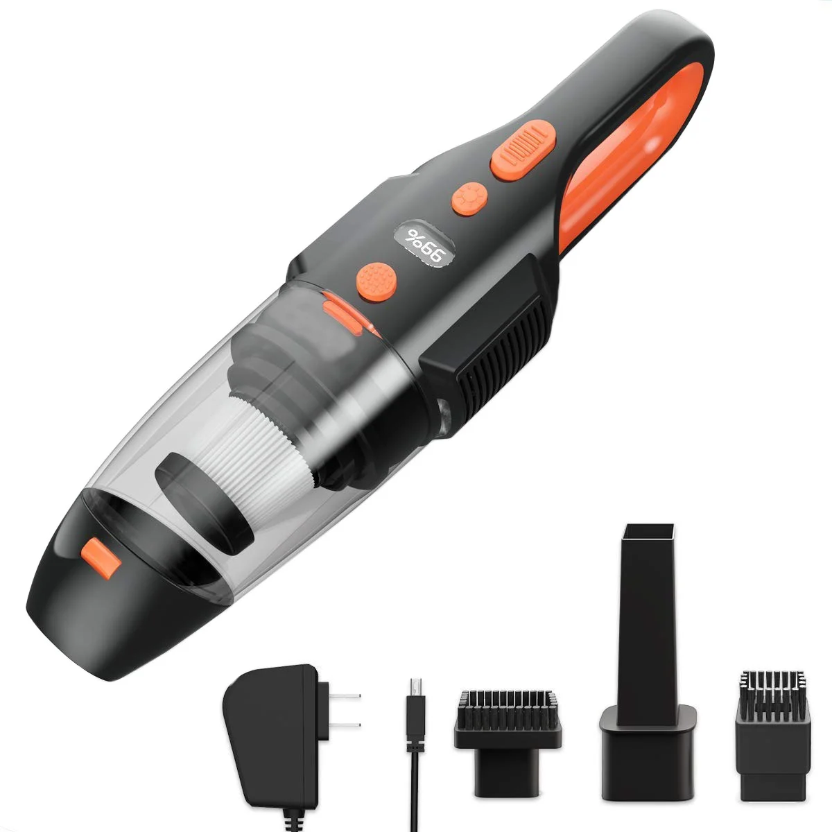 Aspirator portabil cu vacuum 120w, 3 capete si perii, lanterna, acumulator, filtru hepa Aspirator portabil cu vacuum 120w, 3 capete si perii, lanterna, acumulator, filtru hepa - imagine 1