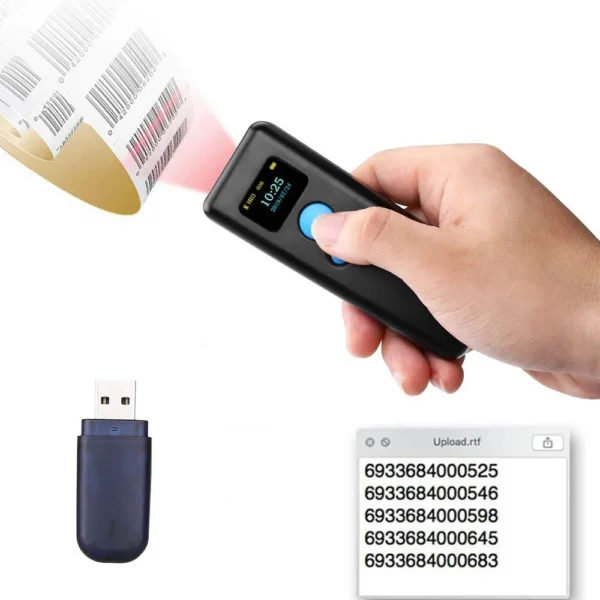 Cititor coduri bare bluetooth 1d portabil, receiver usb, android ios usb, arm 32, 16mb, display 0.96 inch - imagine 8