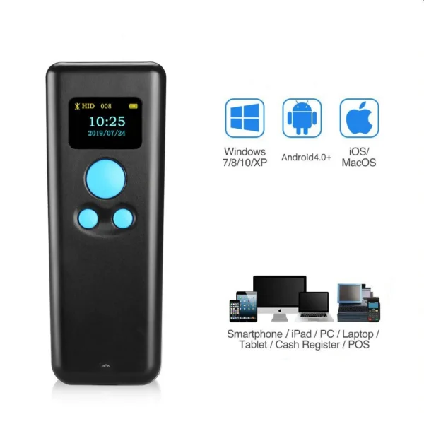 Cititor coduri bare bluetooth 1d portabil, receiver usb, android ios usb, arm 32, 16mb, display 0.96 inch - imagine 6