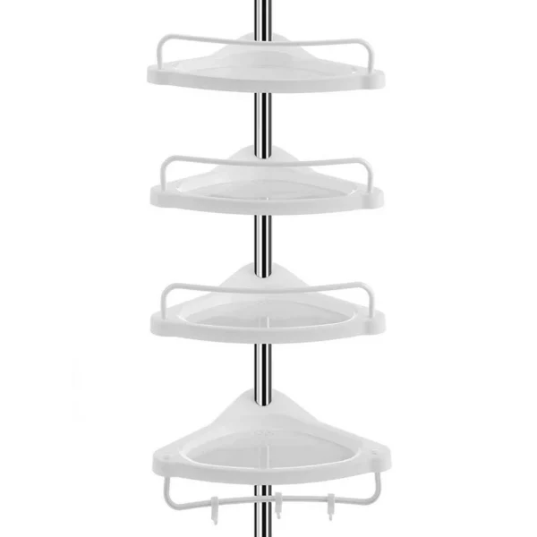 Raft pentru baie/dus, Vasagle, reglabil, otel, 4 rafturi, cuier, 95-300 cm - imagine 4