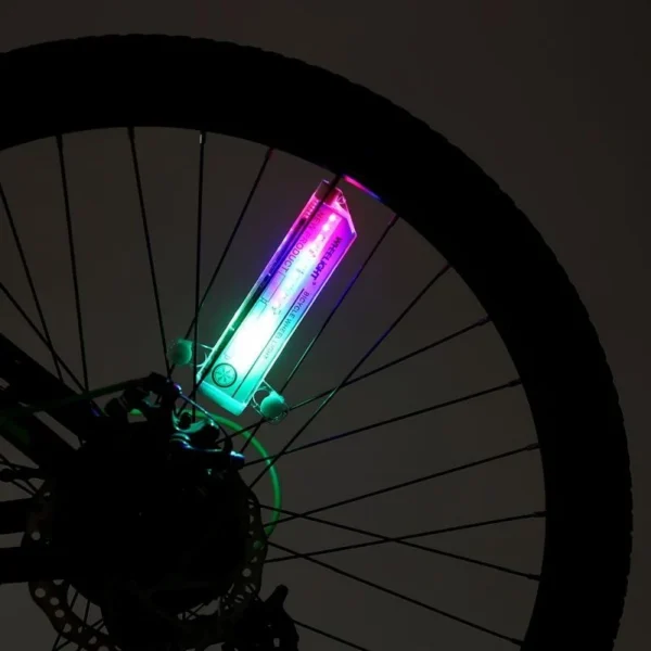 Lumina spita bicicleta 32 led-uri, 4 culori, 30 modele glow, baterii aaa - imagine 4