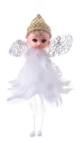 Decoratiune Craciun, zana cu puf, alb, 10x7x11 cm - imagine 2
