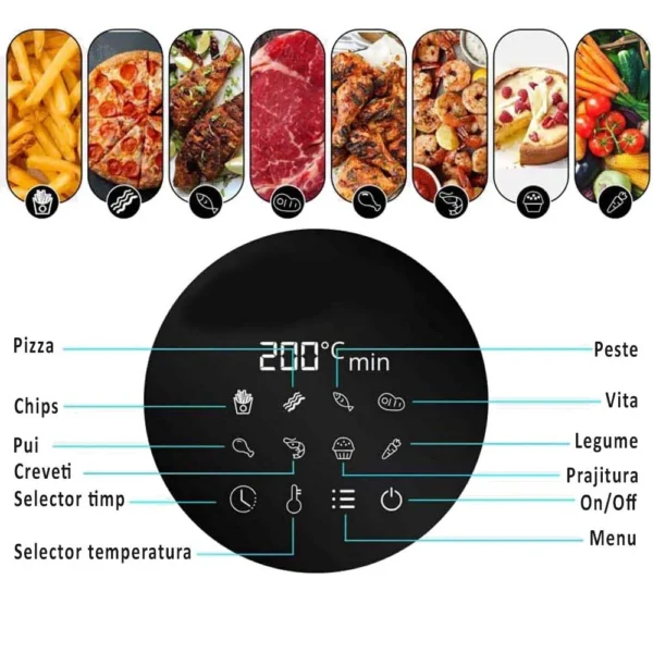 Friteuza cu aer cald airfryer 1200 w, capacitate 2.5 l, display digital led, procart - imagine 21