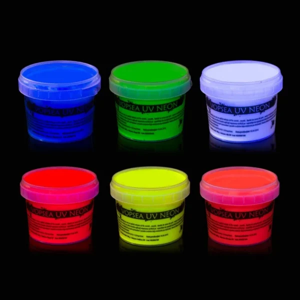 Vopsea uv neon colorata, set 6 nuante recipient 100 g - imagine 1