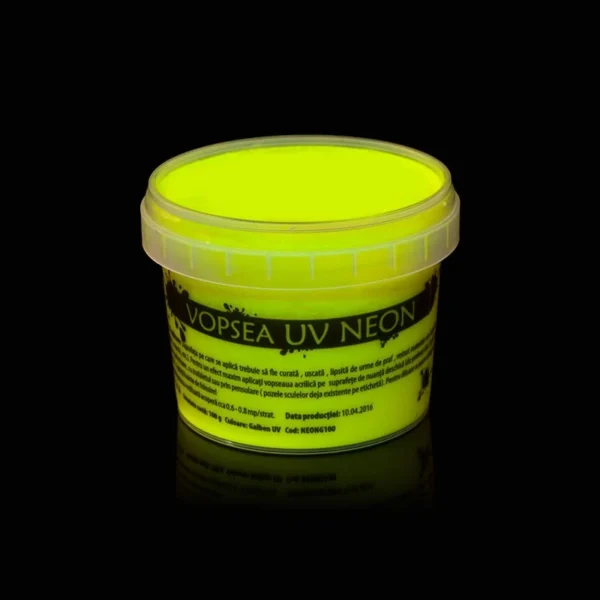Vopsea uv neon colorata, set 6 nuante recipient 100 g - imagine 6