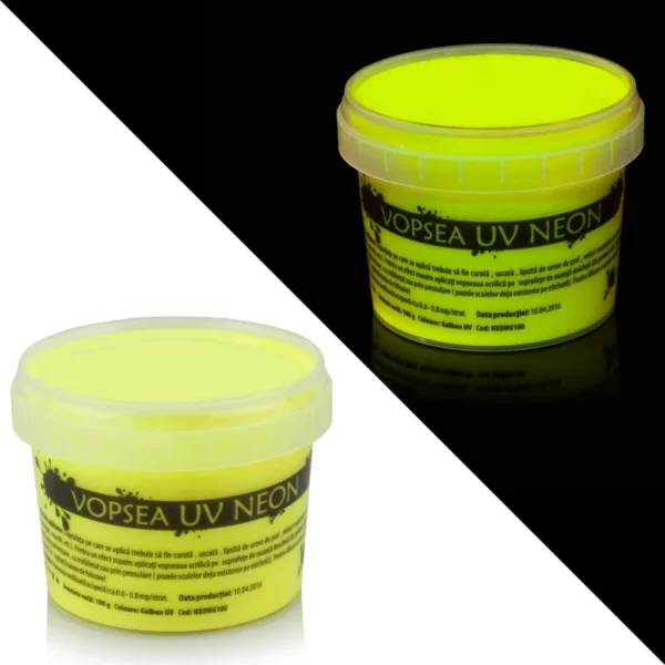 Vopsea uv neon colorata, set 6 nuante recipient 100 g - imagine 8