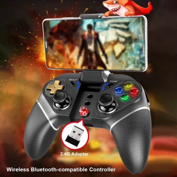 Gamepad controller wireless gold warrior 2.4g, android si ios, suport smartphone 6 inch - imagine 4