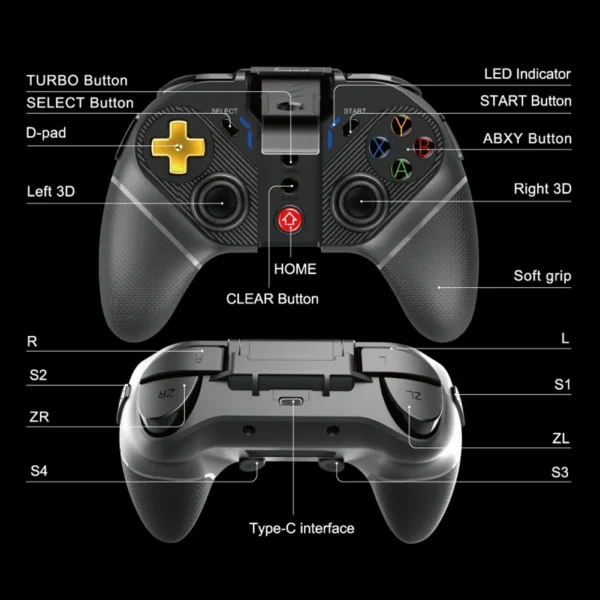 Gamepad controller wireless gold warrior 2.4g, android si ios, suport smartphone 6 inch - imagine 9