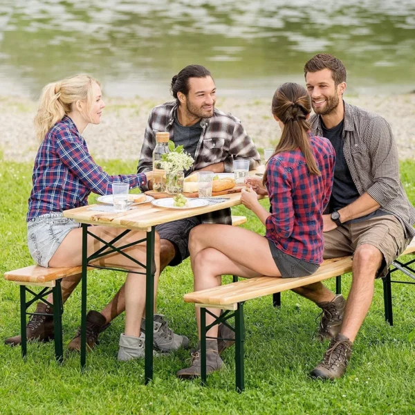 Set mobilier gradina/terasa, pliabil, 1 masa, 2 banci, 200 cm, Dortmund - imagine 4