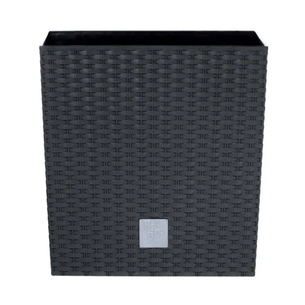 Ghiveci de flori, Prosperplast, Rato Low, patrat, 32 L, imitatie ratan, antracit, 32x32x32.5 cm - imagine 6