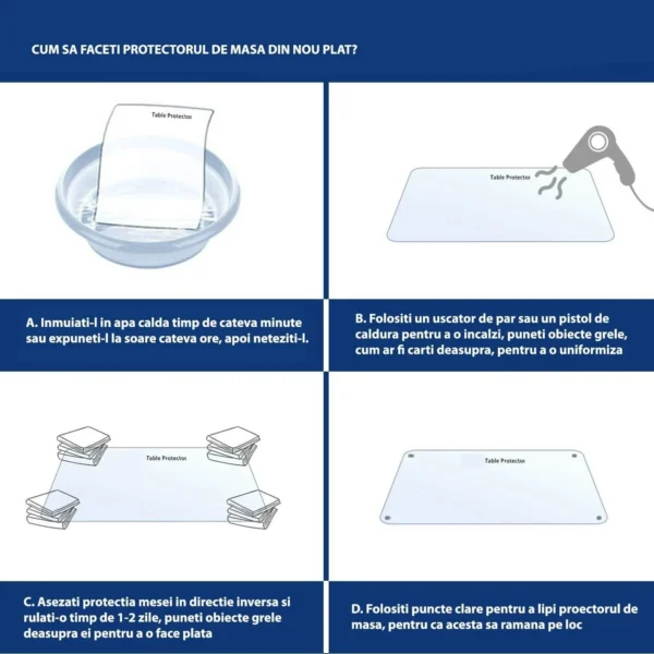 Protectie pvc pentru birou, mobilier, 1.5 mm grosime, 120x90 cm, transparenta - imagine 5