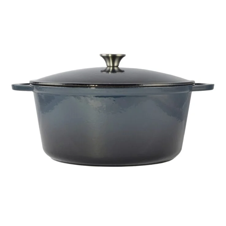 Oala de fonta emailata cu capac, maner din inox, 8 L, Perfect Home