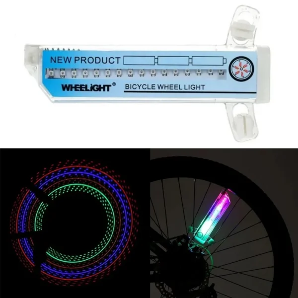 Lumina spita bicicleta 32 led-uri, 4 culori, 30 modele glow, baterii aaa - imagine 1