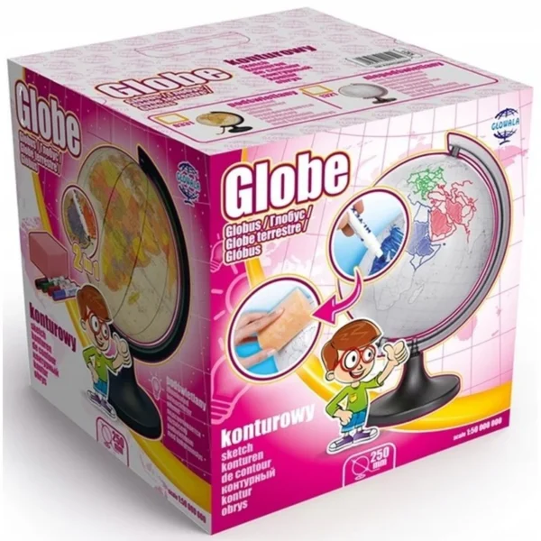 Glob pamantesc conturat, 4 markere, burete, personalizabil, diametru 25cm - imagine 4