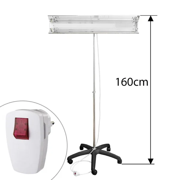 Lampa bactericida uvc portabila 2x30w, orientabila 140 grade, reflector, stativ 100-190 cm - imagine 6