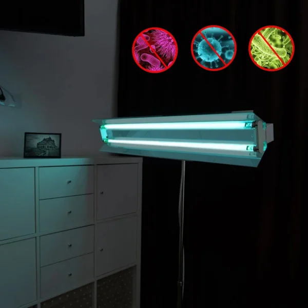 Lampa bactericida uvc portabila 2x30w, orientabila 140 grade, reflector, stativ 100-190 cm - imagine 16