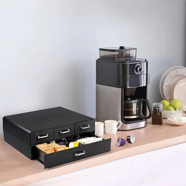 Organizator capsule cafea, 4 sertare depozitare, 2 nivele, negru - imagine 3