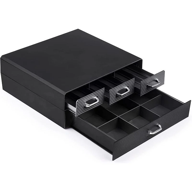 Organizator capsule cafea, 4 sertare depozitare, 2 nivele, negru Organizator capsule cafea, 4 sertare depozitare, 2 nivele, negru - imagine 1