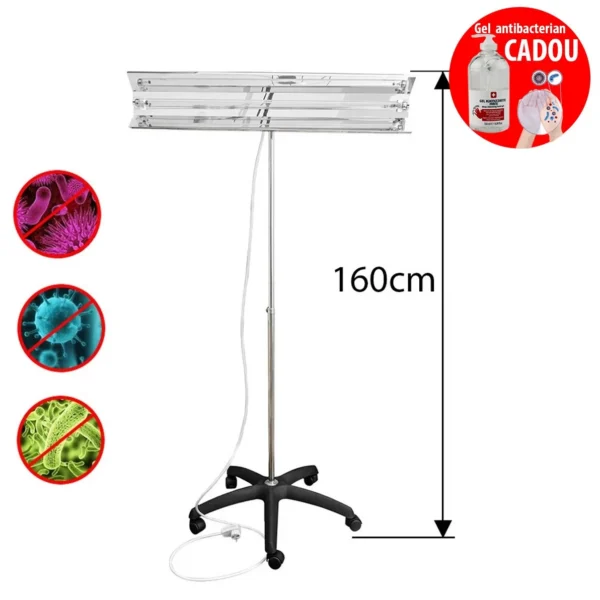Lampa bactericida uvc 30w, orientabila, portabila cu stativ telescopic, sterilizare 30 mp, reflector - imagine 10