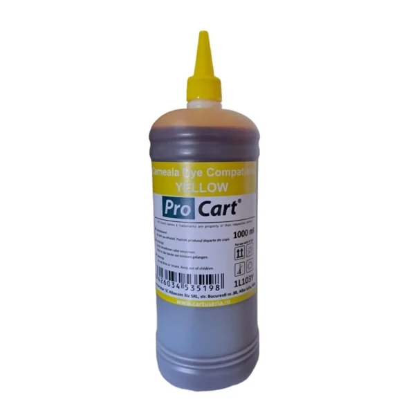 Cerneala compatibila epson l102, l103, l105, l106 yellow, 1 litru - imagine 2