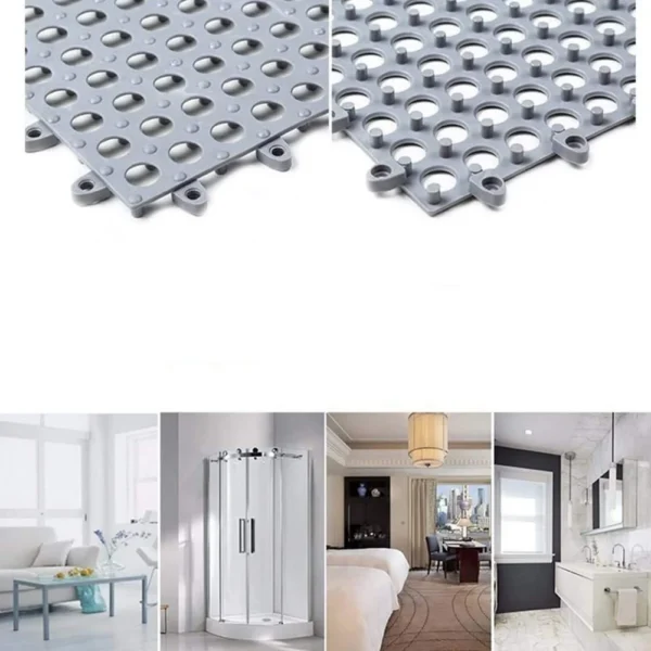 10 bucati covor antiderapant baie cu drenaj, tip puzzle, 30x30 cm - imagine 4