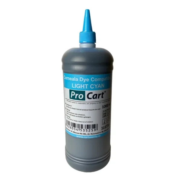 Cerneala dye compatibila epson l, flacon 1 litru, light cyan - imagine 3