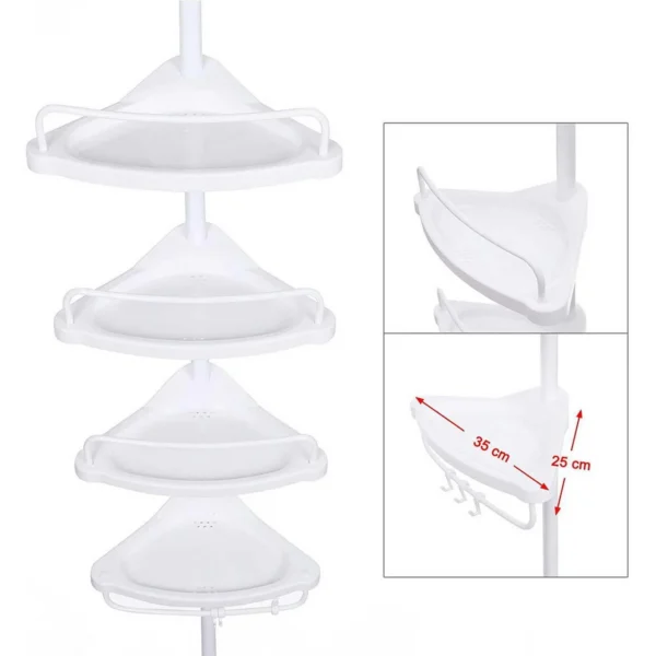 Raft pentru baie/dus, Vasagle, reglabil, inox, 4 rafturi, alb, 85-305 cm - imagine 7