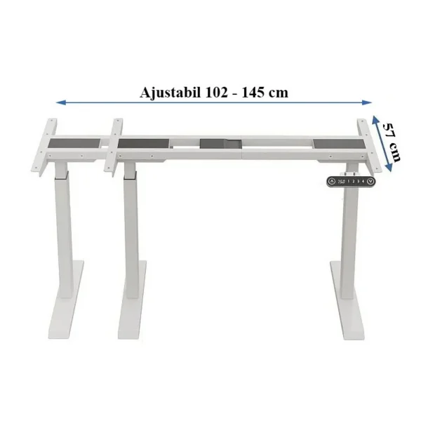 Cadru de birou electric dublu motorizat, inaltime reglabila 64-129 cm, memorare 4 pozitii, lungime 102 - 145 cm - imagine 30