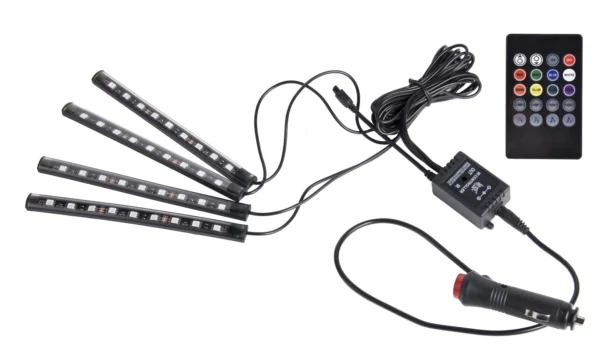 Lumina led rgb interior auto, senzor sunet, 4 benzi autoadezive, 12 v, telecomanda ir - imagine 11