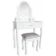 Set masa de toaleta si scaun, oglinda ovala, 3 sertare, design vintage, alb - imagine 2