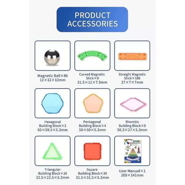 Set constructie magnetic 3d, 350 piese, multicolor, educativ, interactiv, varsta 6+, procart - imagine 15