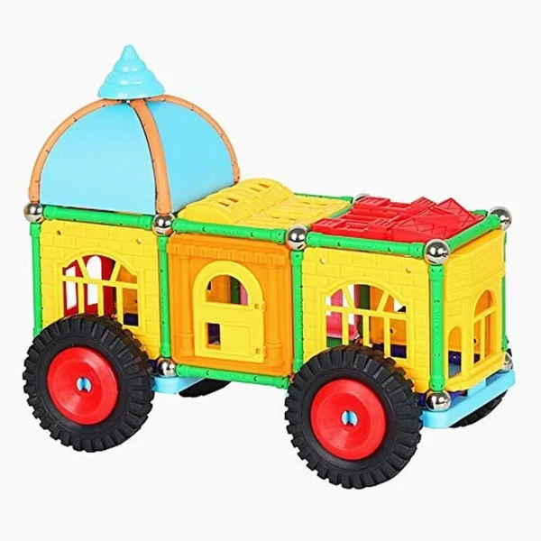 Set constructii magnetic, 130 piese, constructie 3d castel, masinuta, varsta 6+, procart - imagine 4