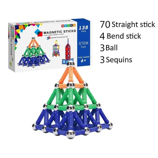 Set constructie magnetic 3d, 138 piese, joc educativ varsta 6+, procart - imagine 8