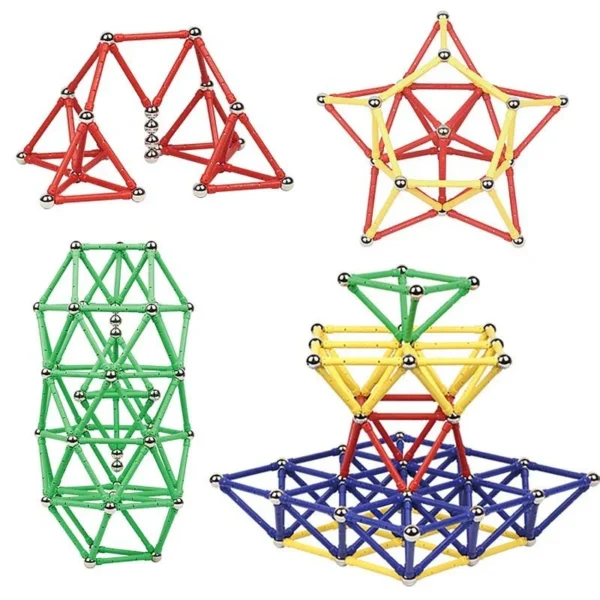 Set constructie magnetic 3d, 138 piese, joc educativ varsta 6+, procart - imagine 10