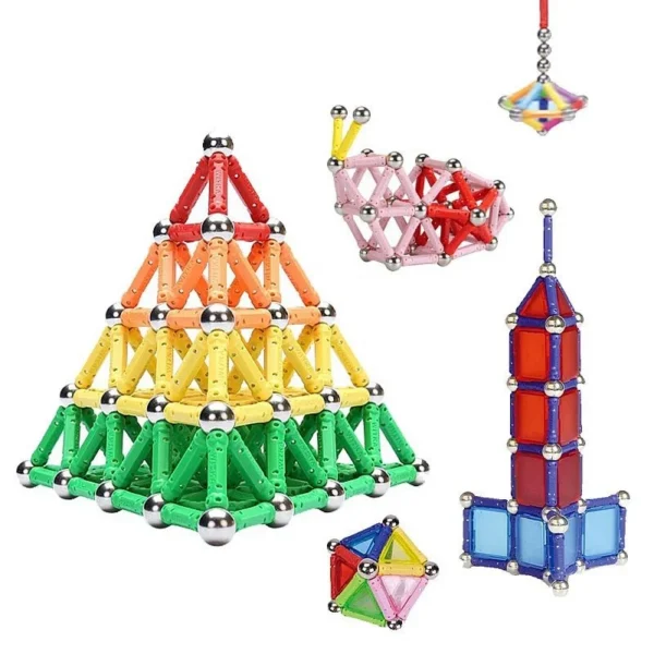 Set constructie magnetic 3d, 138 piese, joc educativ varsta 6+, procart - imagine 1