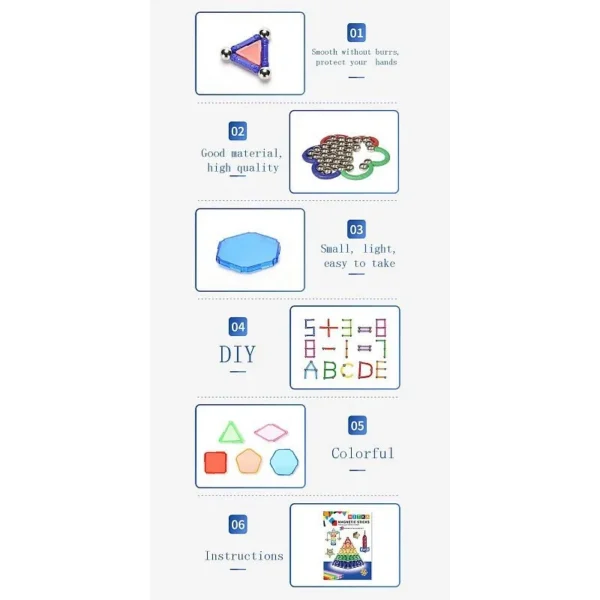 Set constructie magnetic 3d, 138 piese, joc educativ varsta 6+, procart - imagine 22