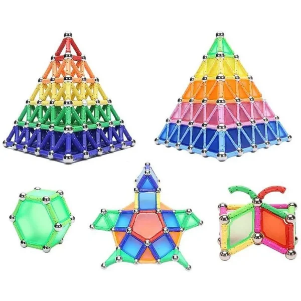 Set constructie magnetic 3d, 138 piese, joc educativ varsta 6+, procart - imagine 9