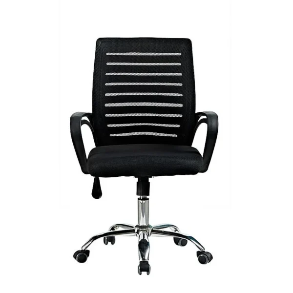 Scaun ergonomic de birou, baza otel cromat, inaltime reglabila 87-97 cm, rotativ, manere - imagine 2