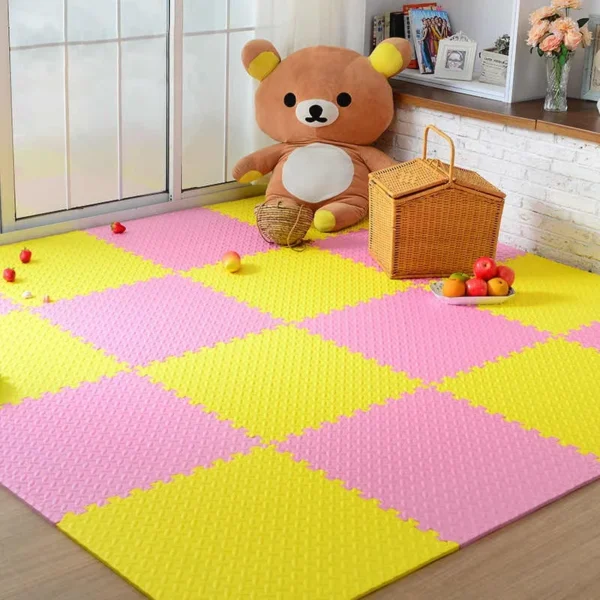 Covor puzzle xl, 60x60 cm, grosime 2 cm, spuma eva, 2 piese culoare galben - imagine 4