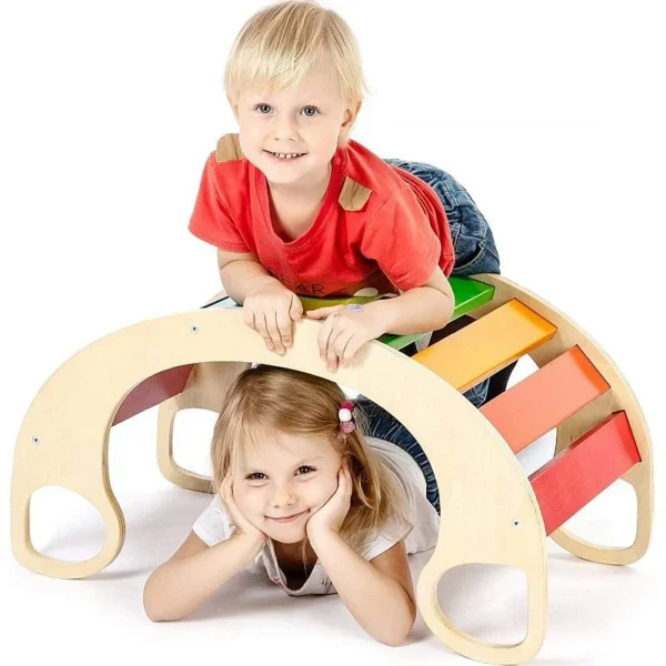 Balansoar rocker din lemn, placa de echilibru, montessori, multicolor - imagine 3